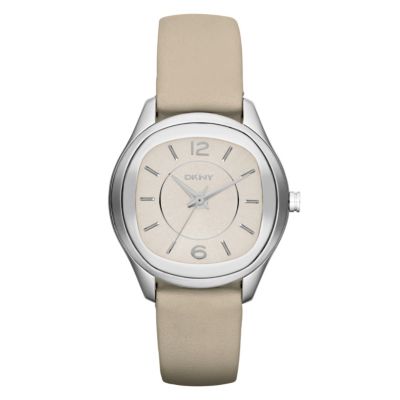 DKNY Ladies' Stainless Steel Nude Leather Strap Watch