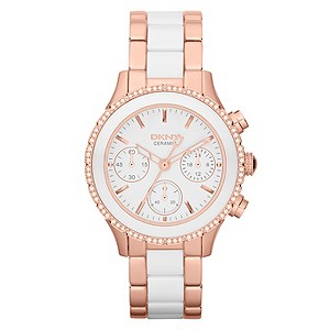 DKNY Ladies' Rose Gold-Plated & White Ceramic Bracelet WatchDKNY Ladies' Rose Gold-Plated & White Ce