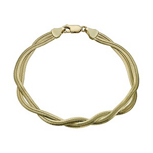 Together Bonded Silver & 9ct Gold Plait Herringbone Bracelet