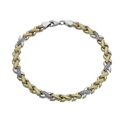 Together Bonded Silver & 9ct Gold Cubic Zirconia Bracelet