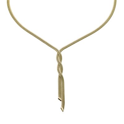 Together Bonded Silver & Gold Herringbone Lariat Necklace