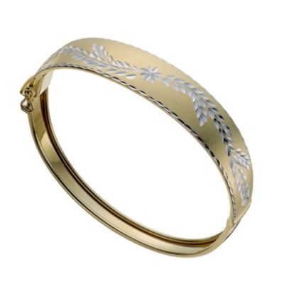 Together Bonded Silver & 9ct Gold Diamond Cut Flower Bangle - Product number 1029452