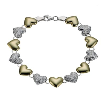 Together Bonded Silver & 9ct Gold Two Colour Heart Bracelet - Product number 1029509