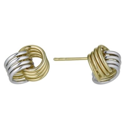 Together Bonded Silver & 9ct Gold Two Colour Knot Earrings - Product number 1031090