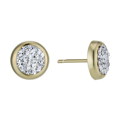 Together Bonded Silver & 9ct Gold Crystal Flat Stud Earrings - Product number 1031104