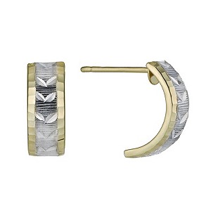 Together Bonded Silver & 9ct Gold Diamond Cut Fancy Earrings
