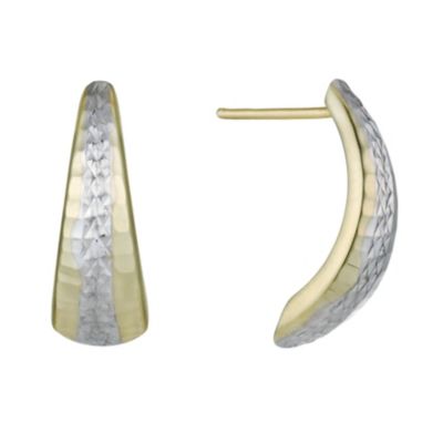 Together Bonded Silver & 9ct Gold Diamond Cut Fancy Earrings