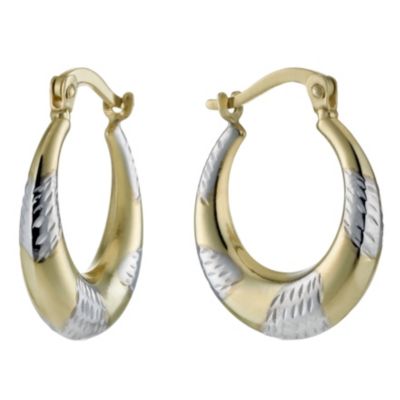 Together Bonded Silver & 9ct Gold Creole Hoop Earrings