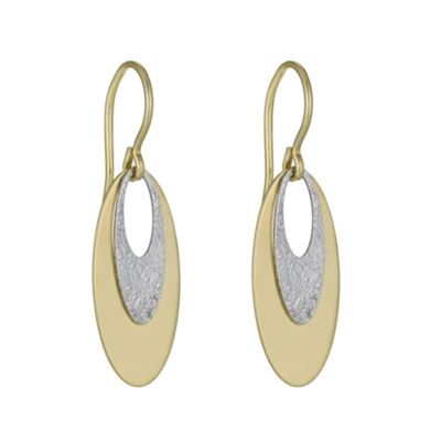 Together Bonded Silver & 9ct Gold Two Colour Oval Earrings - Product number 1031171