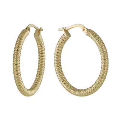 Together Bonded Silver & 9ct Gold Twist Creole Hoop Earrings - Product number 1031279