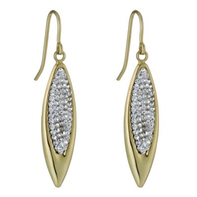 Together Bonded Silver & 9ct Gold Oval Crystal Drop Earrings