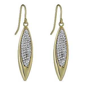 Together Bonded Silver & 9ct Gold Oval Crystal Drop Earrings
