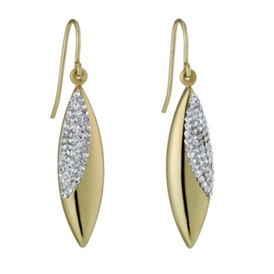 Together Bonded Silver & 9ct Gold Oval Crystal Drop Earrings - Product number 1031317