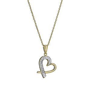 Together Bonded Silver & 9ct Gold Diamond Cut Heart Pendant