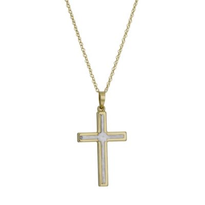 Together Bonded Sterling Silver & 9ct Gold 18" Cross Pendant - Product number 1031384