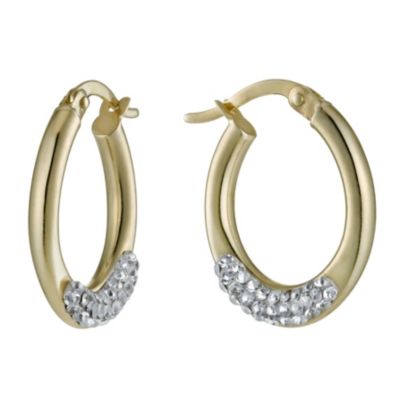 Together Bonded Silver & 9ct Gold Crystal Creole Earrings - Product number 1031473