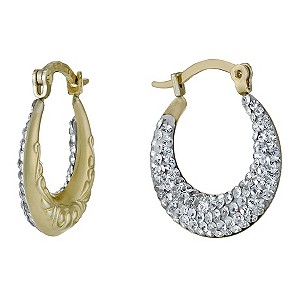 Together Bonded Silver & 9ct Gold Crystal Creole Earrings