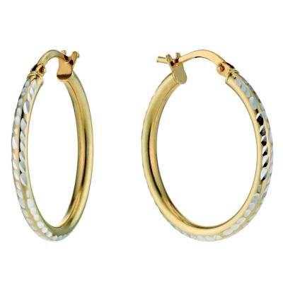 Together Bonded Silver & 9ct Yellow Gold Creole Earrings - Product number 1032070