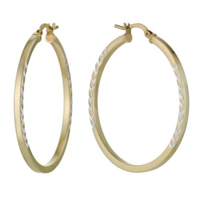 Together Bonded Silver & 9ct Gold Arrow Creole Hoop Earrings