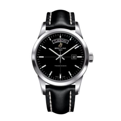 Breitling Transocean men's black leather strap watch - Product number ...