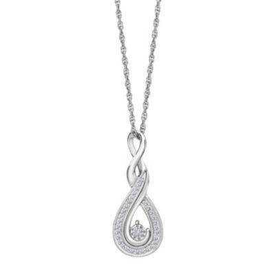 H Samuel Sterling Silver 1/6 Carat Diamond Twist Pendant