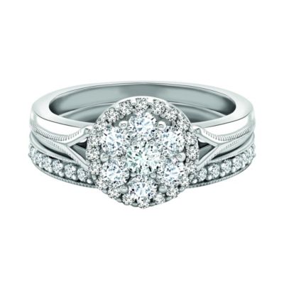 9ct White Gold 75 pt Diamond Bridal Set