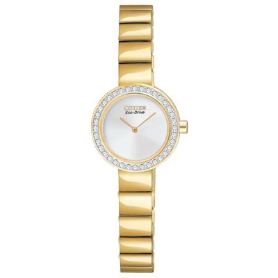 Citizen Eco-Drive gold-plated stone set bracelet watch - Product number 1036580
