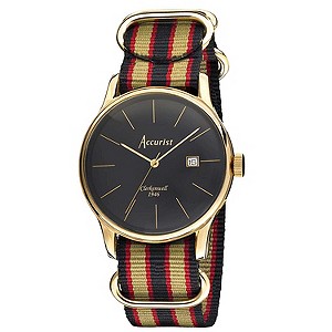 Accurist Men's Black Dial Gold Strap WatchAccurist Men's Black Dial Gold Strap Watch