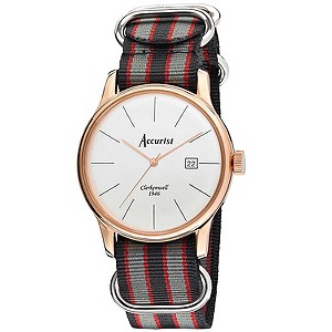 Accurist Men's Silver Dial Rose Gold Tone Strap Watch