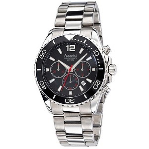 Accurist Men's Black Dial Stainless Steel Bracelet Watch
