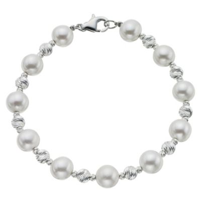 Silver & freshwater pearl bracelet Ernest Jones