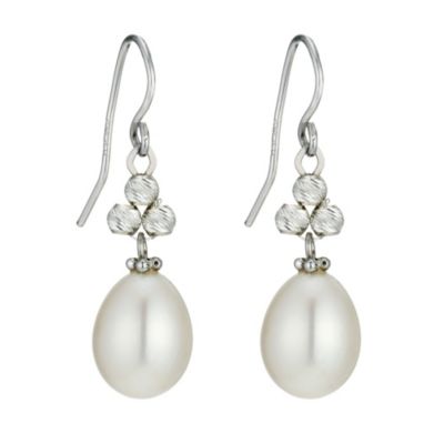 Three silver ball & freshwater pearl drop earrings - Product number 1046179