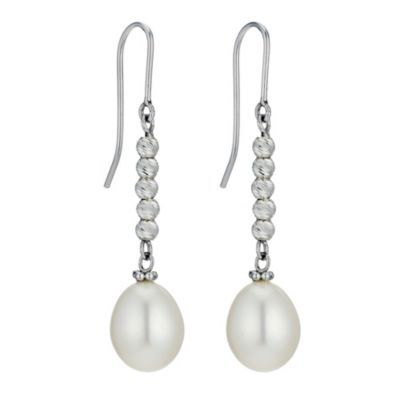 earrings pearl drop freshwater silver ball
