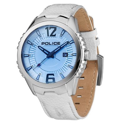 Police Men's Blue Lens White Leather Strap Watch - Product number 1046233