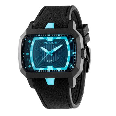 Police Men's Blue Lens Black Silicone Strap Watch - Product number 1046292