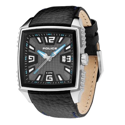 Police Men's Gunmetal Dial Black Leather Strap Watch - Product number 1046306