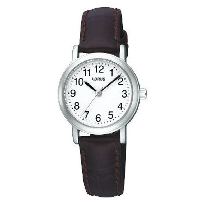 Lorus Ladies' White Dial Brown Leather Strap Watch - Product number 1046721