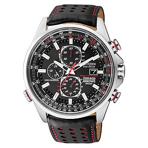 Citizen Eco Drive Red Arrows Men's Black Leather Strap Watch