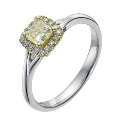 18ct white & yellow gold 1/2ct yellow & white diamond ring - Product number 1048449