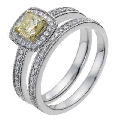 18ct white & yellow 70pt yellow & white diamond bridal set - Product number 1048589