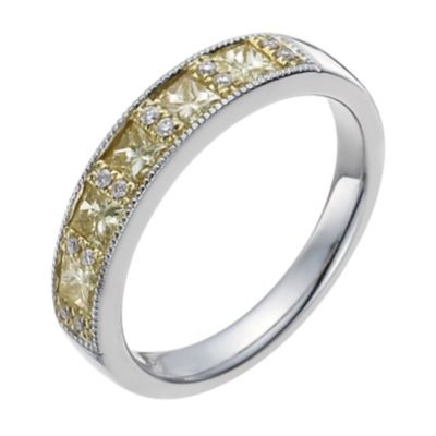 18ct white & yellow gold 55pt yellow & white diamond ring - Product number 1048848
