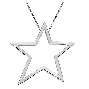 Sterling Silver Diamond Large Star