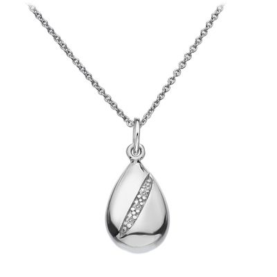 Sterling Silver Diamond Teardrop