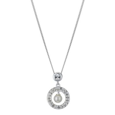 Radiance Swarovski Elements Pave Crystal Pearl Drop Pendant