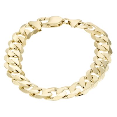 9ct Yellow Gold Mens 8.5` Solid Curb