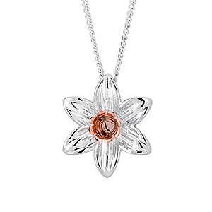 Clogau Silver and 9ct Rose Gold Daffodil Pendant