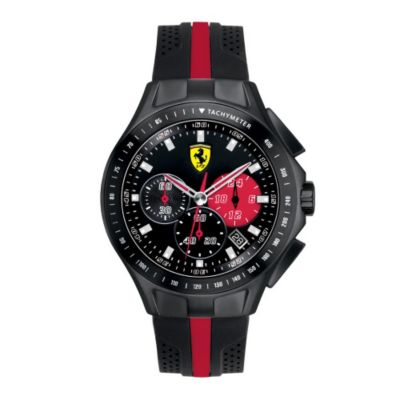Ferrari men's ion-plated black & red rubber strap watch - Product number 1097482
