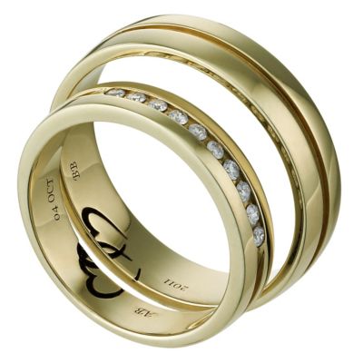 Commitment 9ct Yellow Gold 1/10 Carat Diamond Ring Set - Product number 1101293