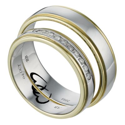 Commitment 9ct Two Colour Gold 1/10 Carat Diamond Ring Set - Product number 1101307
