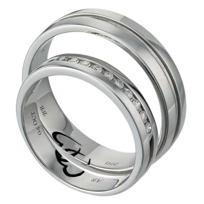 Commitment Palladium 1/10 Carat Diamond Ring Set - Product number 1101366